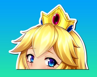 Peach Anime Waifu Peeker Sticker | Waterproof | Vinyl | Holographic | Magnetic | Glow in the Dark