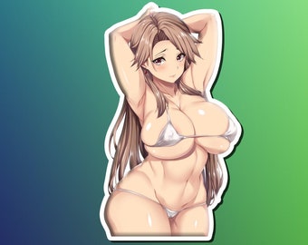 Lewd Ecchi Anime Waifu Sticker | Waterproof | Vinyl | Holographic | Magnetic | Glow in the Dark