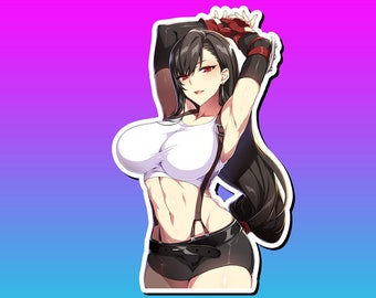 FF7 Tifa Lockhart Lewd Ecchi Anime Waifu Sticker | Waterproof | Vinyl | Holographic | Magnetic | Glow in the Dark