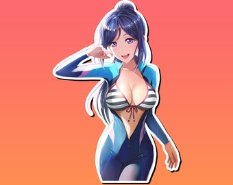 Lewd Ecchi Anime Waifu Sticker | Waterproof | Vinyl | Holographic | Magnetic | Glow in the Dark