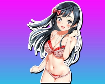 Lewd Ecchi Anime Waifu Sticker | Waterproof | Vinyl | Holographic | Magnetic | Glow in the Dark