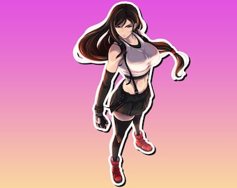 FF7 Tifa Lockhart Lewd Ecchi Anime Waifu Sticker | Waterproof | Vinyl | Holographic | Magnetic | Glow in the Dark