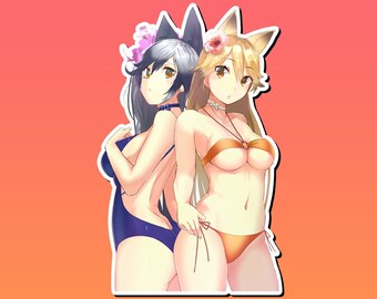 Lewd Ecchi Anime Waifu Sticker | Waterproof | Vinyl | Holographic | Magnetic | Glow in the Dark