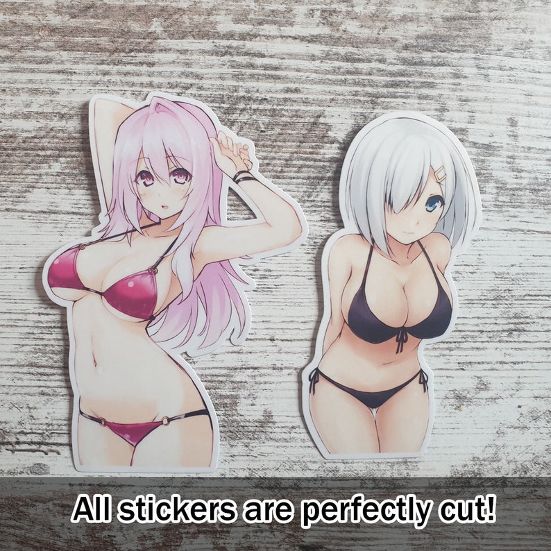 Lewd Ecchi Anime Waifu Sticker Waterproof Vinyl Holographic Magnetic Glow in the Dark image 2