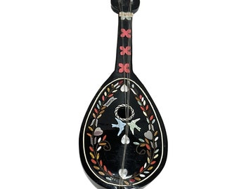 Vintage Napoli Mandoline Spieluhr Bakelit mit Inlay | 9" Länge