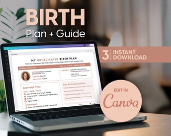 Birth Plan & Partner Guide – Birthing Affirmations, Labor Preferences (Instant Download)