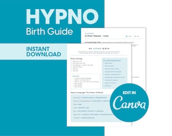 Hypno Birth Guide with Tracks and Cues - Instant Download - Editable Canva