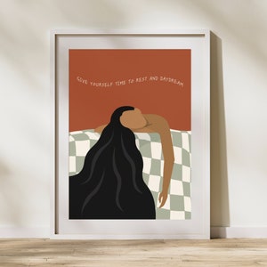 Rest and Daydream Poster, Latinx Boho Art, Art Print, Latinx Wall Art, Printable, Wall Decor, Latina Quotes Art, Spanish Art, Digital art