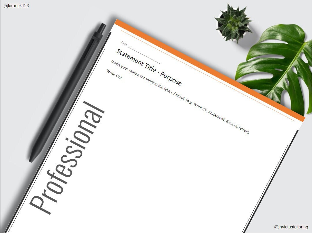 Professional, Minimalistic Template For Sending or Receiving Statements or Letters.