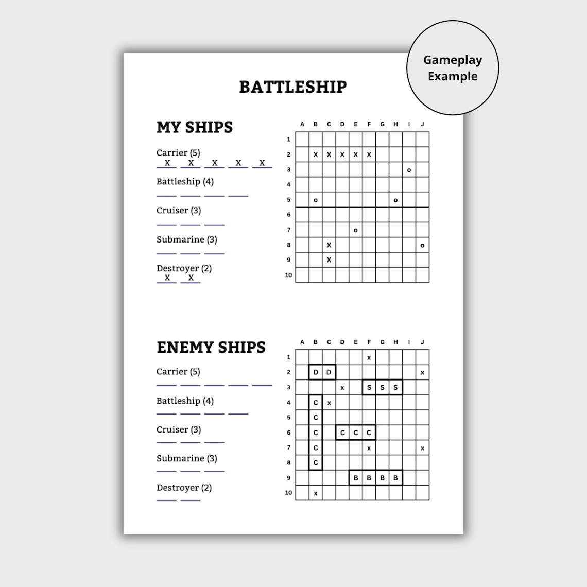 Classic Battleship Sea Battle Family Fun | Digital Game Template ...