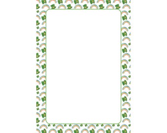 St Patrick&#39;s Day Printable A4 PDF Border | Irish Digital Printable Frame | Shamrock & Celtic Design for Letters, Invitations, Cards, Crafts
