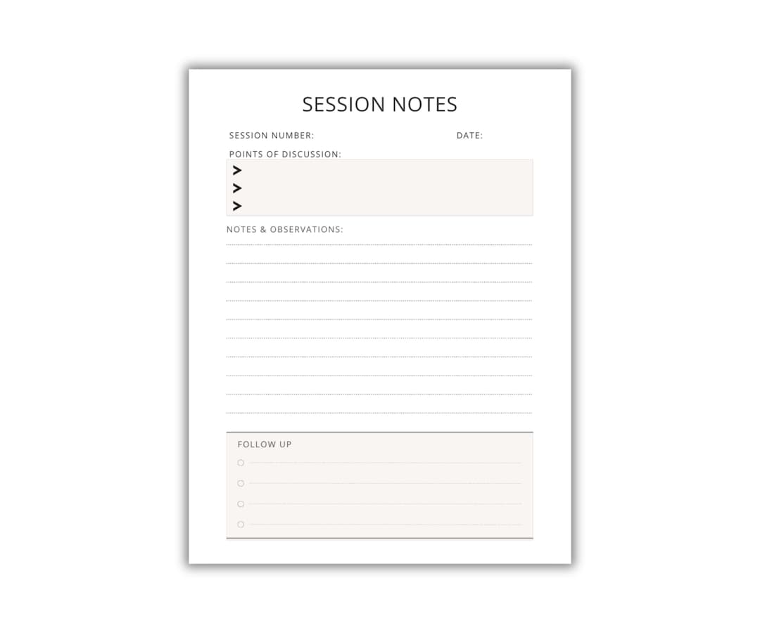 Therapy Session Pages Intro Therapy Session Notes Template for Therapists & Counsellors | Printable ...