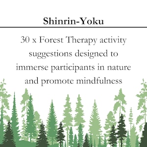 Bagno nella foresta Shinrin-Yoku / Schede per attività terapeutiche nei boschi / Inviti per terapia forestale / Mindfulness all'aria aperta nei boschi e terapia naturale