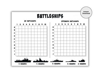 Classic Battleship Sea Battle Family Fun | Digital Game Template Instant Download | Printable Game | Game Night | Car Travel Activity