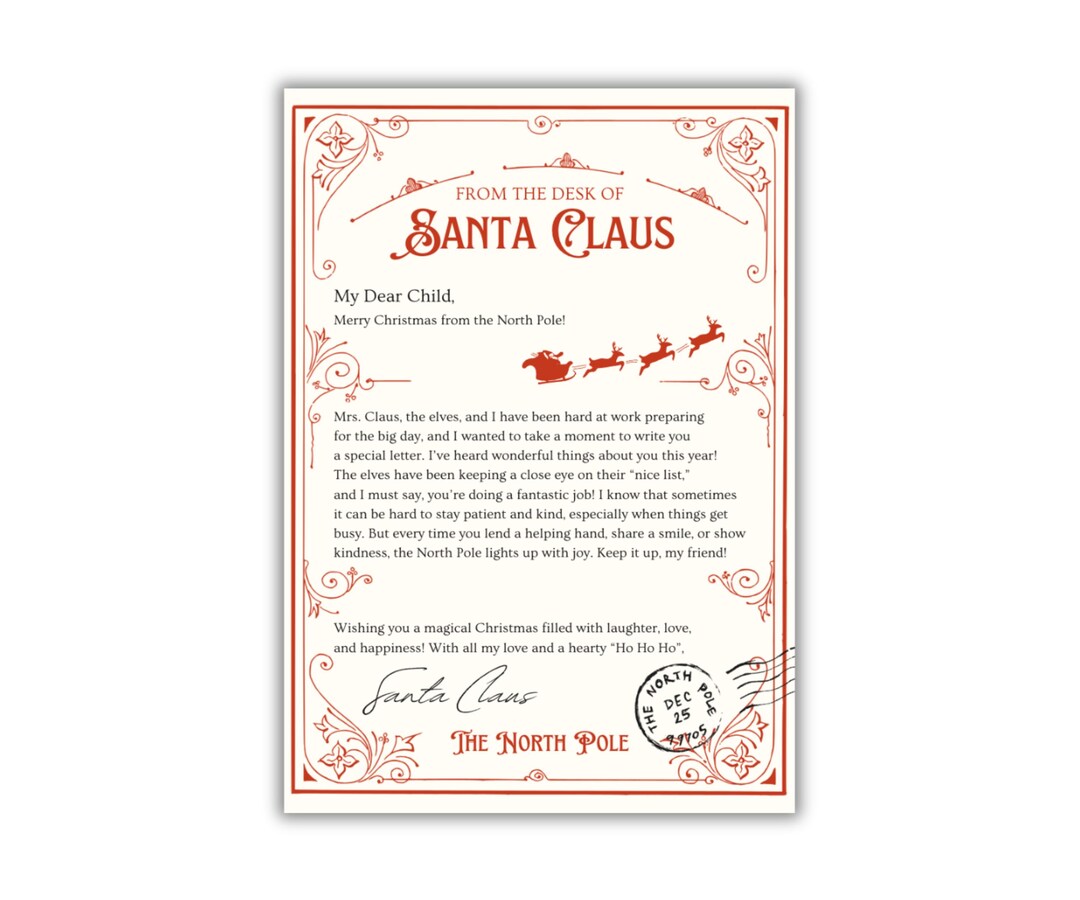 Letter From Santa Printable North Pole Stationery (PDF) Etsy UK