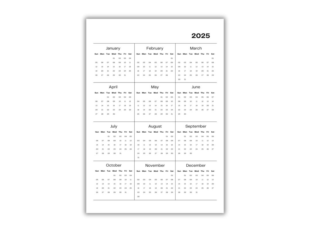 2025 Minimalist Calendar Printable: A4 Monthly Planner (digital