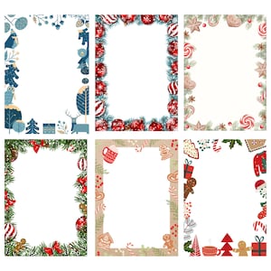 Weihnachtsseitenrahmen: Urlaub Briefpapier Vorlagen (A4 Digital Download)