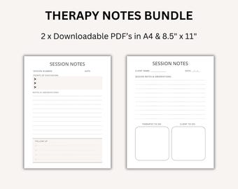 Therapy Session Notes Bundle: Printable Therapist Templates (PDF Download)