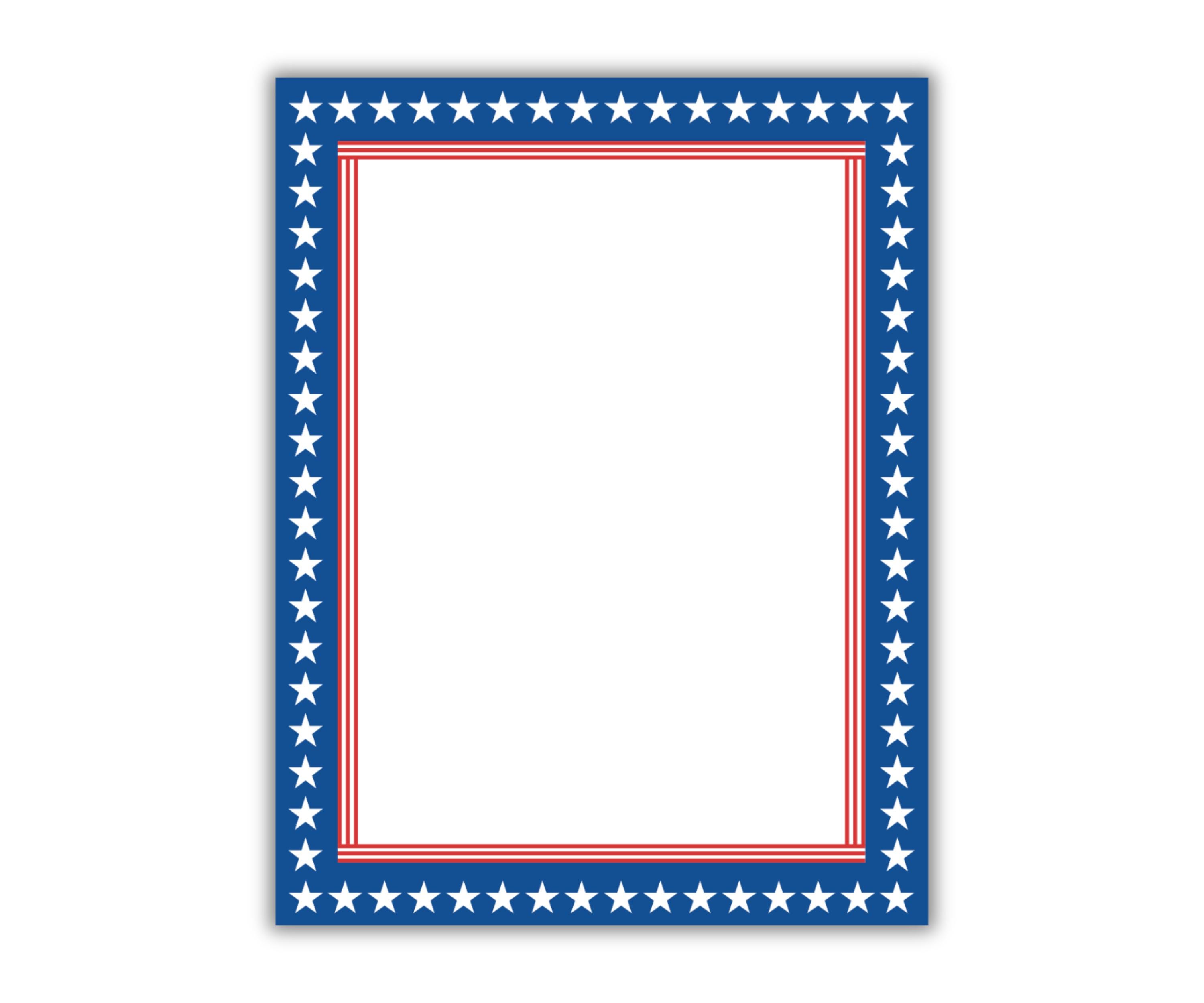 4th of July Page Border: Patriotic Stationery (Digital Download), image size:3000x2500