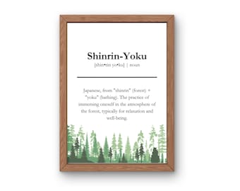 Shinrin-Yoku Forest Therapy Print | Forest Bathing | Japanese Dictionary Artwork | Printable Wall Art | Typography Poster | Digital Download