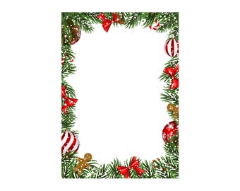 Festive Christmas Page Border | A4 Digital Download | Holiday-Themed Printable Stationery | Christmas Writing Paper | Decorative Template