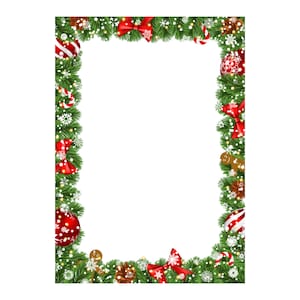 Świąteczna strona obramowania świątecznego | A4 do pobrania cyfrowego | Artykuły papiernicze do druku o tematyce świątecznej | Papier do pisania na Boże Narodzenie | Szablon dekoracyjny