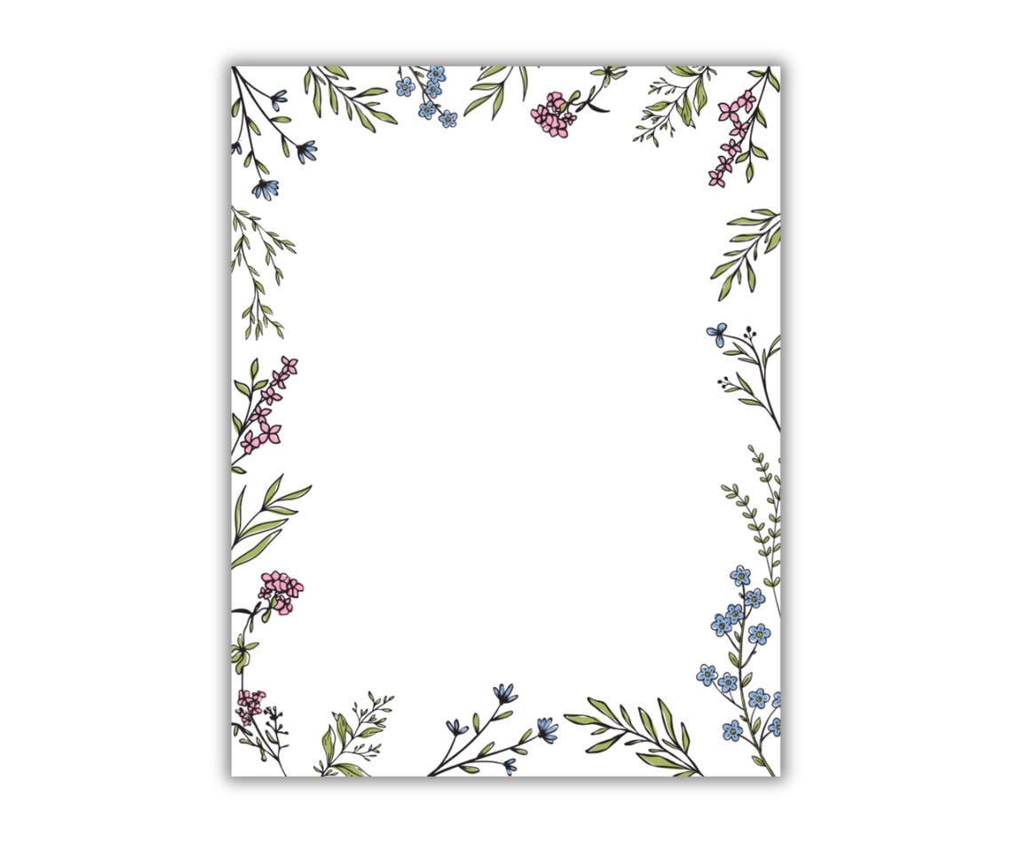Floral Page Border PDF | Printable A4 & US Letter Size | Digital ...