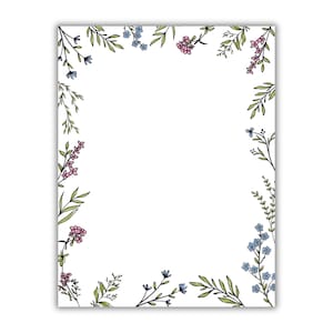 Borde de página floral (PDF) / Imprimible en tamaño A4 y carta (EE. UU.) / Borde de papelería digital / Invitaciones, cartas, álbumes de recortes y diarios. Descargar.