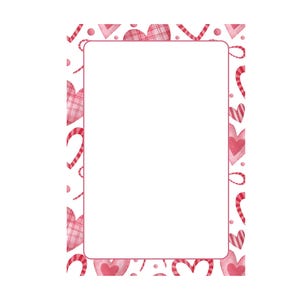 Borde de página A4 imprimible para el Día de San Valentín / Plantilla PDF de corazón romántico / Marco digital con temática de amor para cartas, invitaciones y manualidades