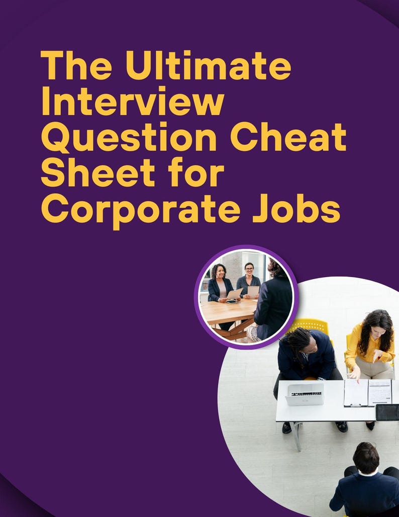 The Ultimate Interview Question Cheat Sheet for Corporate Jobs - Etsy