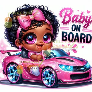 6 uroczych naklejek w stylu chibi „Baby On Board” z wizerunkiem małej dziewczynki — idealne dla młodych mam!