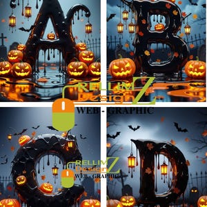 Stylized Halloween Alphabet Template A–Z | Spooky Dripping Letters PDF | Halloween Digital Download for Crafts, Prints, Decor