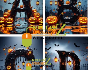 Spooky Dripping Halloween Alphabet: A-Z Letter Templates (PDF Download