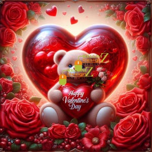 6 Valentijnsdag rood hart olieverfschilderij | Digitale download