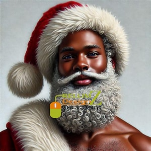 12 Realistic Oil Painting Images of African American Santa Claus