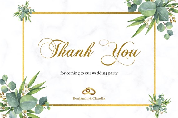 Printable Wedding Thank You Card | Etsy