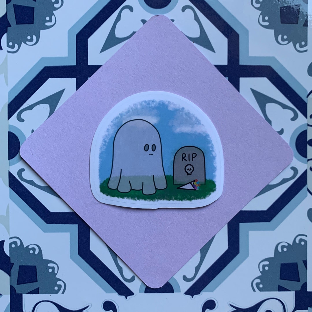 Grave Visitor Ghost Vinyl Sticker Halloween Sticker, Spooky Sticker ...