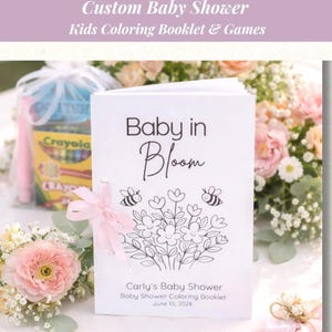 Baby Shower Activity Book Personalized Coloring Pages Kids Entertainment Child Party Favor Idea Bloom Theme Game Booklet Custom Design
