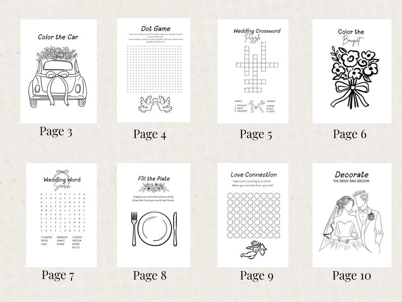 Flower Girl Ring Bearer Kit Kids Wedding Activity Book Coloring Pages Games Children Reception Entertainment Wedding Table Activities Young Guest Gift Personalized Custom Design Special Wedding Favor Keep Children Busy Wedding Day Fun