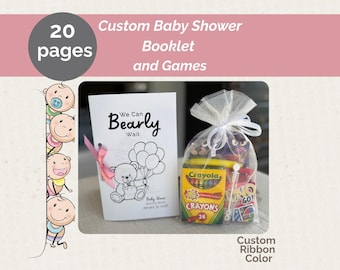 Baby Shower Activity Book Bear Theme Game Child Entertainment Kid Party Celebration Booklet Custom Design Coloring Page Toddler Fun Boy Girl