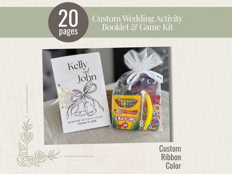 Kids Wedding Booklet Coloring Pages Activity Book Wedding Favor Ring Bearer Kit Table Entertainment Children Reception Activities Custom Personalized Design Wedding Day Fun Young Guest Entertainment Special Keepsake Gift Thank You Coming