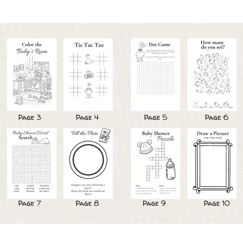 Personalized Baby Shower Activity Booklet for Kids Coloring Pages Baby ...