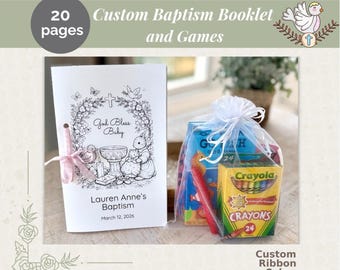 Baptism Coloring Book Activity Pages Kids Entertainment Church Service Religious Celebration Baptism Keepsake Christening Gifts Personalized