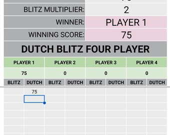 Plantilla de hoja de cálculo de Google para el cuadro de mando digital del Dutch Blitz