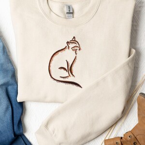 Embroidered Cute Cat, Embroidered Cat Sweater, Embroidered Cat Hoodie, Funny Cat Hoodie, Cat Lover Gift, Cat Owner Gift, Gift for cats lover