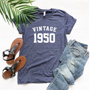 Custom 1950 Vintage T-shirt, Personalized 71th Birthday Tshirt, 71th Party Tee, 1950 Present T-Shirt, Gift for Birthday Shirts