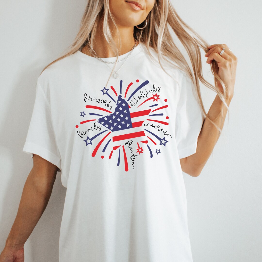 Joe's USA 1776 Patriotic T-Shirt – 4th Of July USA Flag Design, Heavyweight Cotton, Fiery Red 5XL