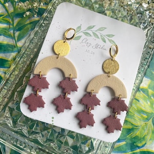 Fall Leaf Dangle Earrings: Lightweight Polymer Clay Statement Earrings