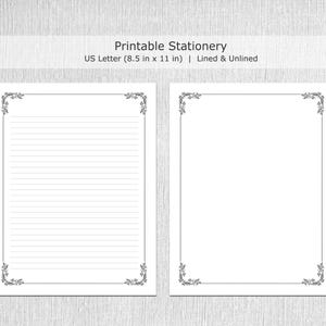 Minimalist Printable Stationery, Simple Writing Paper, Journal Page, Lined/Unlined Notepaper, US Letter/A4, Instant PDF Download image 2