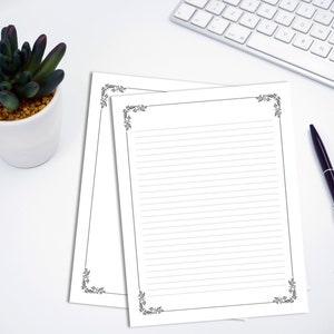 Cancelleria minimalista stampabile, carta da lettere semplice, carta per diario, carta per appunti a righe e senza righe, lettera USA / A4, download immediato